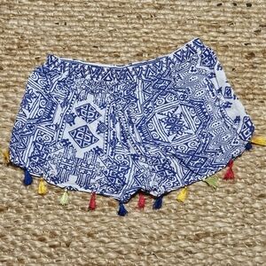 ☆ Sure Gypsy ☆ White & Blue Comfy Cotton Shorts - Size Lg